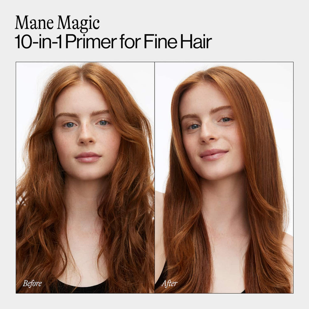 Before and After Using Mane Magic 10-in-1 Primer for Fine Hair