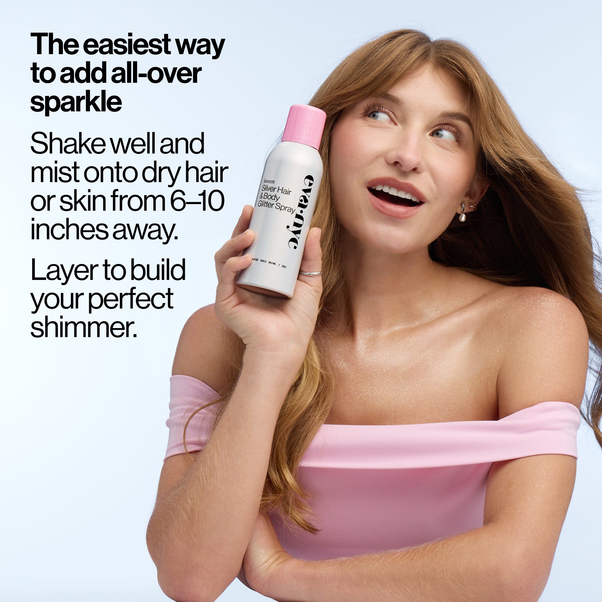Kweeen Mixed Metal Lightweight Hair & Body Glitter Shimmer Spray