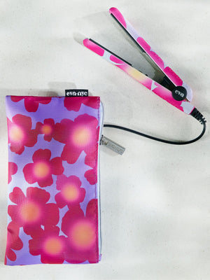Eva NYC Travel Flat Iron in Superbloom with Travel Pouch