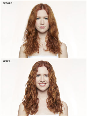Eva NYC Before and After using Lazy Jane Salt-Free Wave Spray