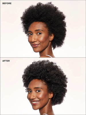 Eva NYC Just Glisten Hair + Body Shine Mist Before + After Curly Hair