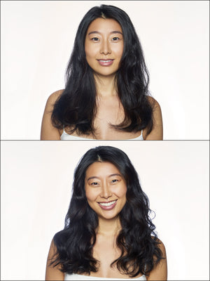 Before and After using Eva NYC Lazy Jane Salt-Free Wave Spray