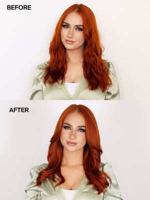 Before and After model results using Healthy Heat 2-in-1 Lavender Blowout Brush