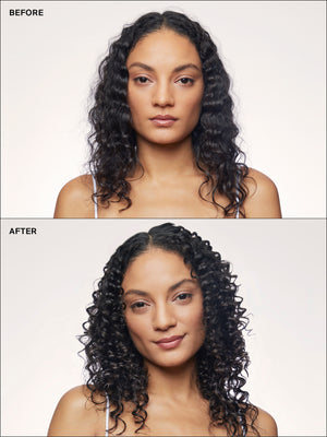 Eva NYC Satin Dream Smoothing Leave-In Cream Before + After Curly Hair