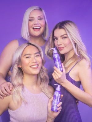Models holding Eva NYC Tone It Down Blonde Leave-In Cream